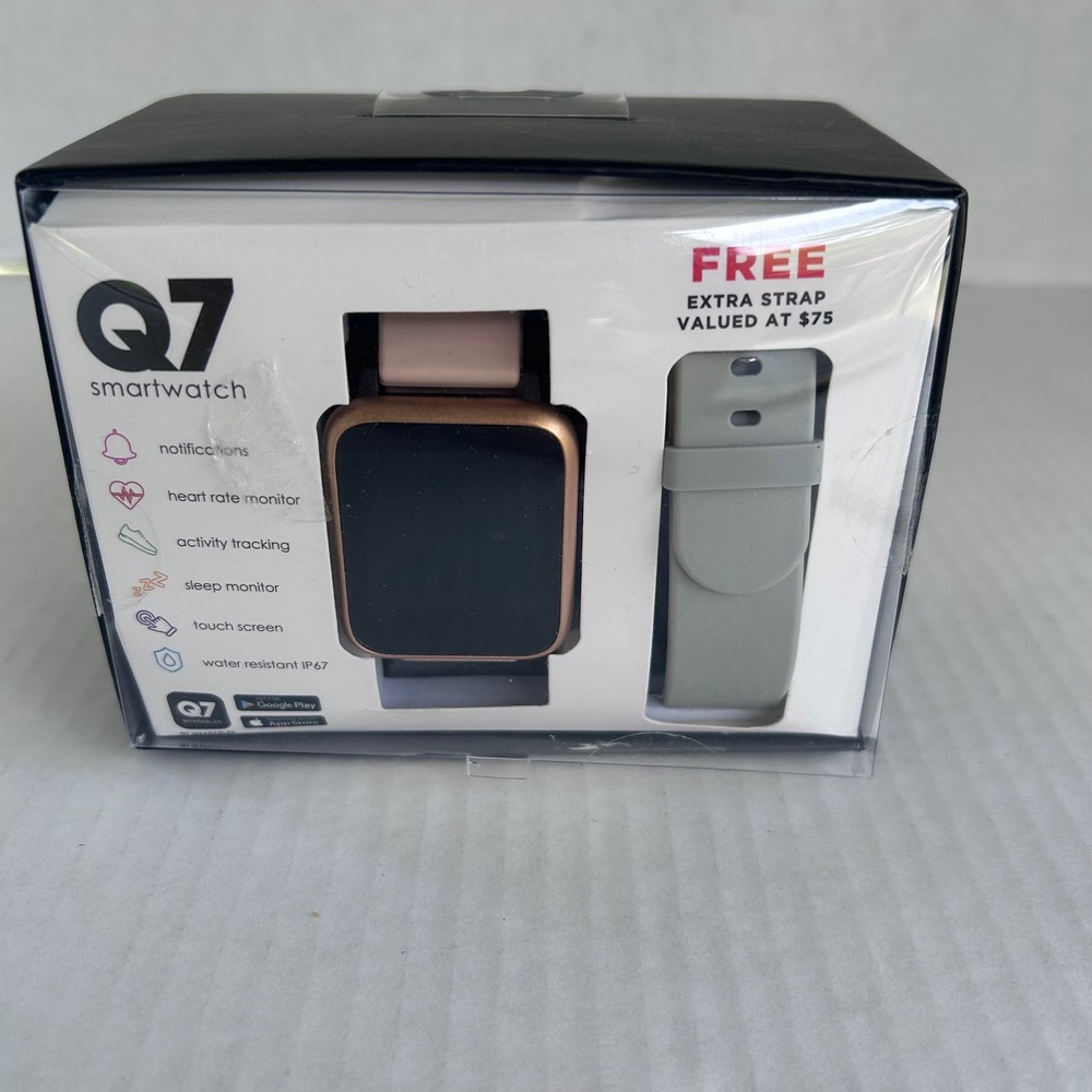 Q7 Smartwatch Rose Gold Blush Pink with Extra Grey Strap‎ 900006R-51-P04 NEW